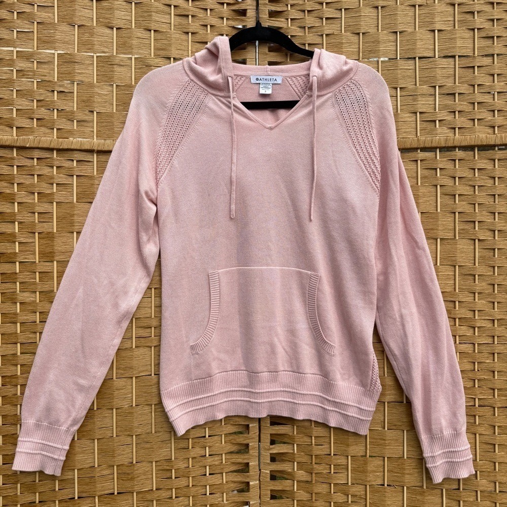 Athleta Evergreen Pullover Hoodie Sweater Pink Women's Small (Petite)